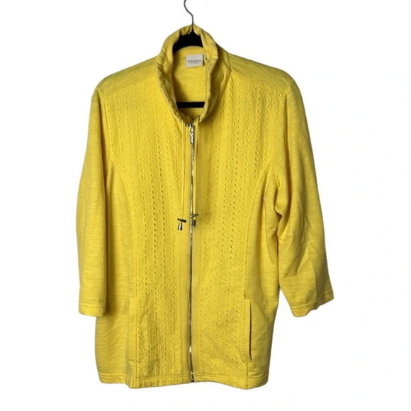 Weekends by Chicos,eyelet,front zip,bracelet sleeve lightweight jacket,cardigan - Picture 2 of 14